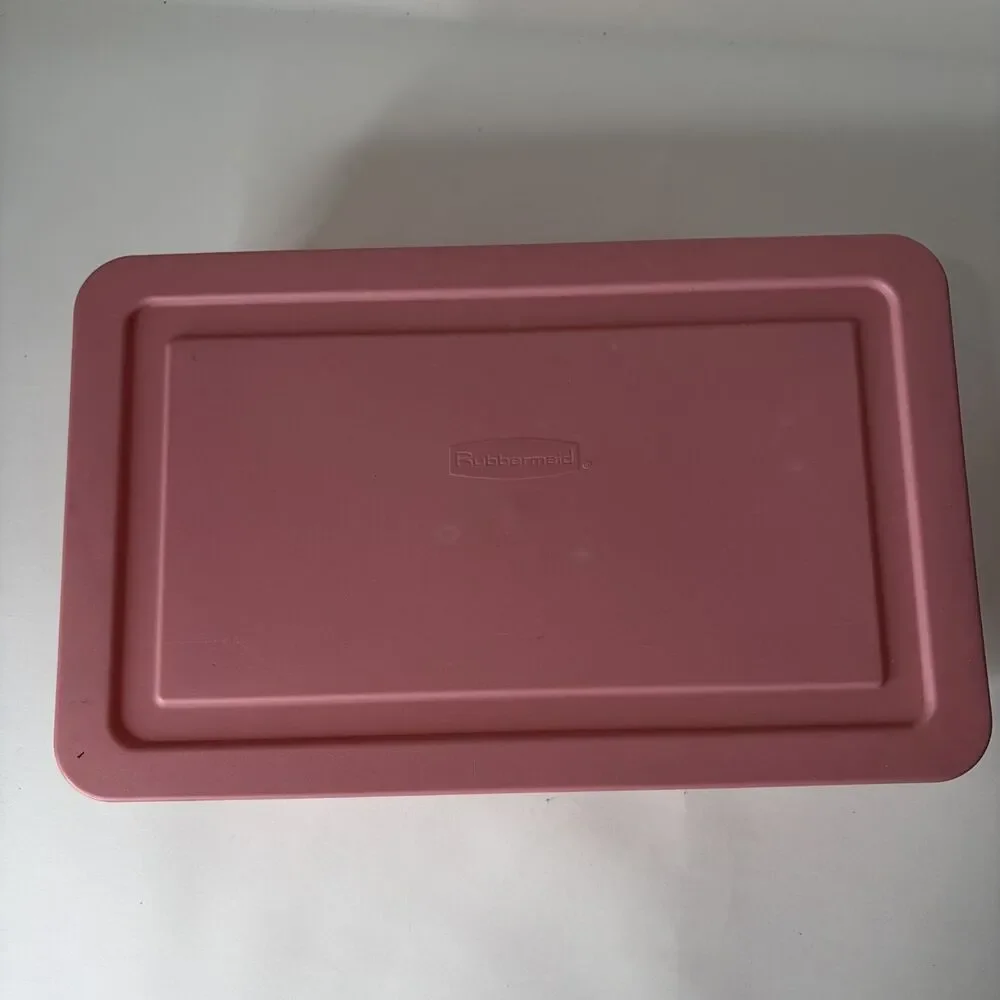 Vintage Rubbermaid Storage Container Dusty Pink With Lid Plastic Snap Shut 0286